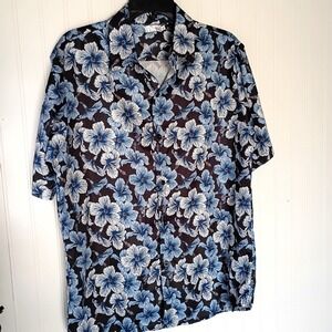 Yoimira Hawaiian Print Mens Medium Casual Short Sleeve Floral Aloha Beach Shirt